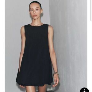 Zara Black Voluminous Chic Swing Dress Black Size S NEW